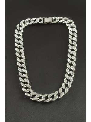 Tak Calıştir Chain Zirkon Taşlı Lüks Çelik Kolye