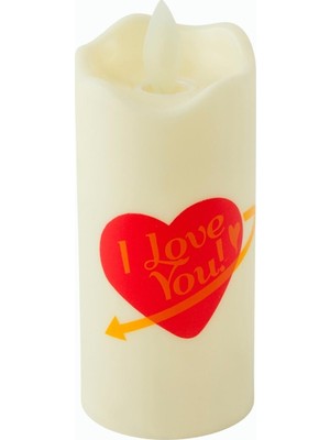Tak Calıştir Kalp I Love You Yazılı Işıklı Mum 12 cm