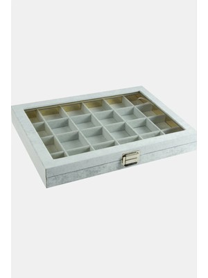 Tak Calıştir 24 Bölmeli Cam Kapaklı Anfora Kumaş Sunum Tablosu 24*34 cm