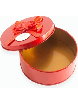 Tak Calıştir Yuvarlak Boş Kırmızı Metal Kutu 9 cm