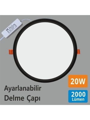 Lena Teknik LED Panel Spot (Siyah) 6500K Beyaz Işık 20W