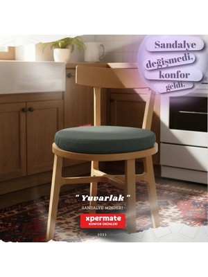 Xpermate Yuvarlak Sandalye Minderi Bağcıklı Yıkanabilir Sünger Minder Su Yağ İtici Mutfak Balkon Bahçe Tabure Minderi 40 cm