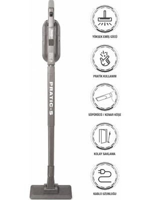 Fantom P1200 Pratic-s Toz Torbasız Elektrikli Dikey Süpürge Antrasit