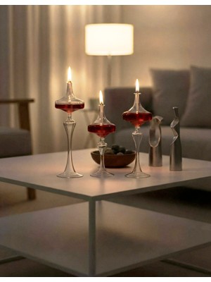 Shabbo Glass Kırmızı Ufo Şamdan Cam Kandil Kırmızı