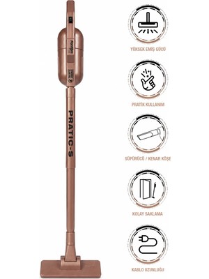 Fantom Pratıc-S P 1200 Dikey Süpürge Rose Gold Toz Haznesi Var 0,2 L Güçlü Emiş Teknolojisi