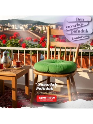 Xpermate Pofidik Yuvarlak Sandalye Minderi Su Yağ İtici Yumuşak Dolgulu Minder Mutfak Balkon Bahçe 38 cm