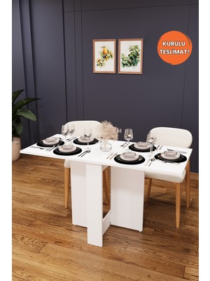 Asra Trend Lüks Katlanır Mutfak Yemek Masası %100 MDF Pratik Çalışma Masası KM32