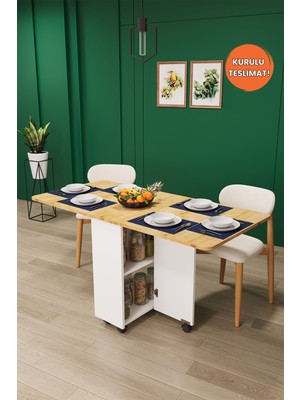 Asra Trend Lüks Katlanır Mutfak Yemek Masası %100 MDF Pratik Çalışma Masası KM13
