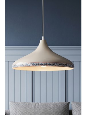 Marrien Nova Tile Modern Tekli Krem Metal Sarkıt (35 cm) Salon, Mutfak & Cafe için Dekoratif Avize