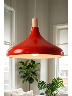 Marrien Nova Bohem Ahşap Turuncu Metal Sarkıt (35 cm) Yemek Masası Üstü Avize