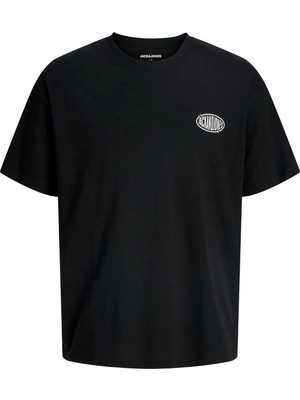 Jack & Jones Siyah Erkek Regular Fit Logo Baskılı T-Shirt 12298480 Jjlegacy Tee Ss Crew Neck