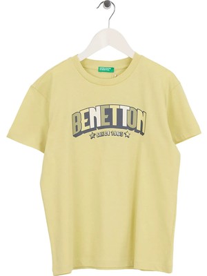 United Colors Of Benetton Sarı Erkek Çocuk Baskılı T-Shirt 3I1XC10TF