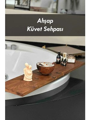 Moola Ahşap Küvet Sehpası, Jakuzi ve Küvet Üstü Banyo Masası, Ceviz Renk Banyo Keyfi Tepsisi
