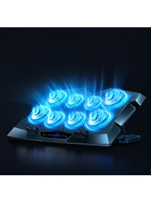 TechTic Z33 Laptop Soğutucu Standı 8 Fanlı Turbo 3000RPM Sessiz RGB Soğutucu 17İnç Ayarlanabilir