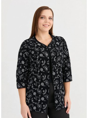 Selen Siyah Kadın Normal Fit Nakışlı Ceket 26YSL1602