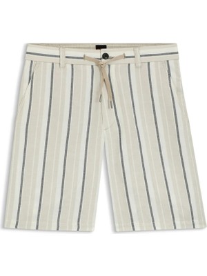 Boss Bej Erkek Regular Fit Çizgili Şort CHINO_ST_SHORTS_50560372
