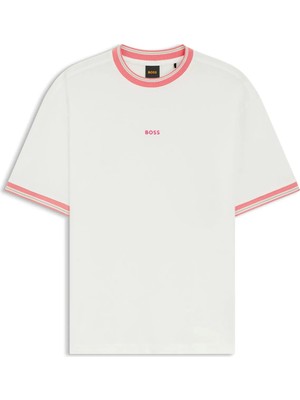 Boss Ekru Erkek Logo Baskılı T-Shirt TE_BLOCKS_50560372