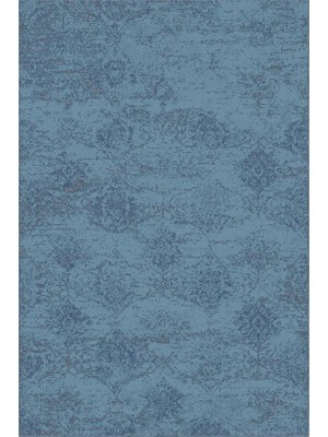 Kartela Halı Liva Halı Mavi Makine Halısı Jüt Taban %100 Polyester Salon ve Oturma Odası Halısı