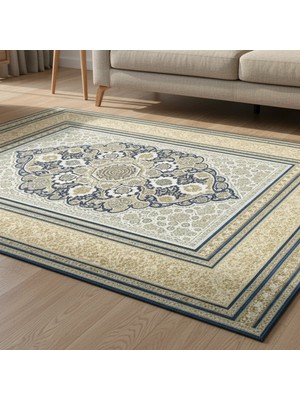Kartela Halı Vina Halı Lacivert Makine Halısı Jüt Taban %100 Polyester Salon ve Oturma Odası Halısı