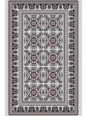 Kartela Halı Afgan Halı Açık Gri Makine Halısı Jüt Taban %100 Polyester Salon ve Oturma Odası Halısı