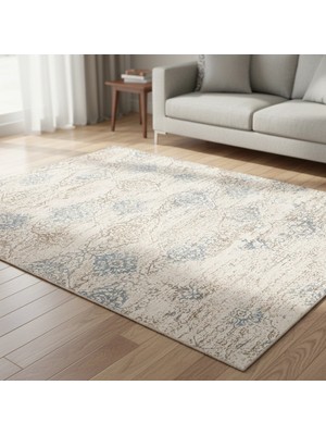Kartela Halı Liva Halı Bej Makine Halısı Jüt Taban %100 Polyester Salon ve Oturma Odası Halısı