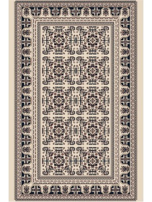 Kartela Halı Afgan Halı Bej Makine Halısı Jüt Taban %100 Polyester Salon ve Oturma Odası Halısı