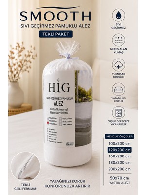 Higliving Smooth Sıvı Geçirmez Pamuklu Alez Yastık ve Yatak Kotuyu Fitted ( 50X70) / Tek Çift / Battal