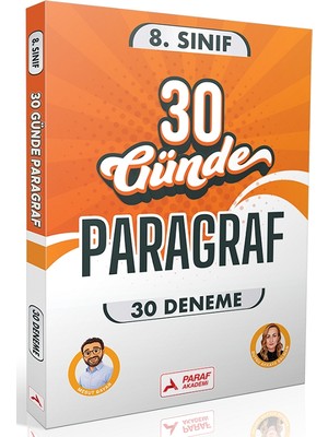 Paraf Akademi 8. Sınıf 30 Günde Paragraf 30 Deneme - Mesut Bayraktar, Duygu Akkaya Salman Paraf Akademi Yayınları