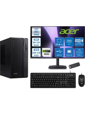 Acer Veriton S2720G Intel Core I5 14400 96GB Ddr5 256GB SSD Freedos 23.8 Inç Monitör Nvidia RTX3050 6gb Masaüstü Bilgisayar 243050DTR1PEM003WF26 + Zetta Flash Bellek