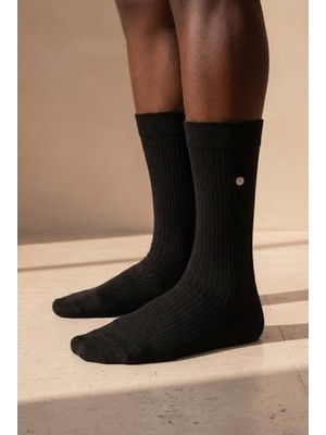 Bony Socks Erkek Zımbalı Derbi Soket Çorap Siyah