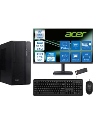 Acer Veriton S2720G Intel Core I5 14400 32GB Ddr5 2tb SSD Freedos 23.8 Inç Monitör UHD Graphics 730 Masaüstü Bilgisayar 24DTR1PEM003WF14 + Zetta Flash Bellek