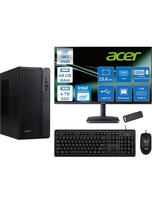 Acer Veriton S2720G Intel Core I5 14400 48GB Ddr5 4tb SSD Freedos 23.8 Inç Monitör UHD Graphics 730 Masaüstü Bilgisayar 24DTR1PEM003WF20 + Zetta Flash Bellek