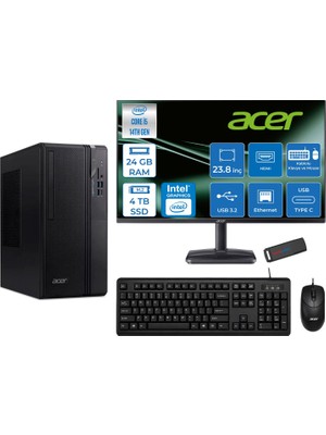 Acer Veriton S2720G Intel Core I5 14400 24GB Ddr5 4tb SSD Freedos 23.8 Inç Monitör UHD Graphics 730 Masaüstü Bilgisayar 24DTR1PEM003WF10 + Zetta Flash Bellek