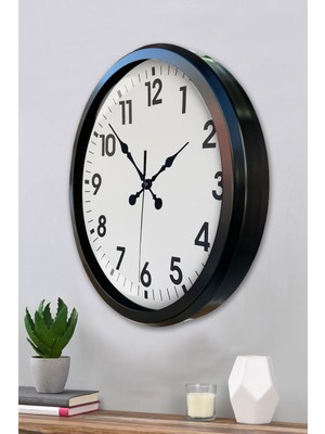 OtoTech Siyah Klasik 52 cm Modern Duvar Saati