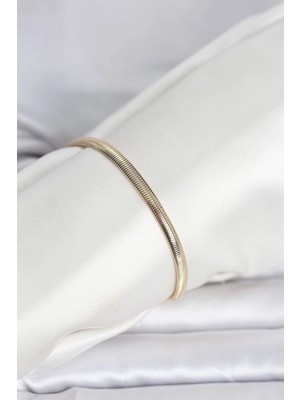 OtoTech Mey Ithalat® cm 14K Gold Renk Yassı Yılan Zincir Model Kadın Bileklik