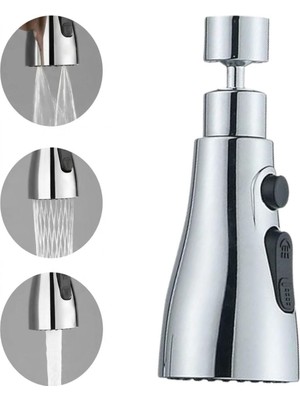 OtoTech Otetechparca® 3 Fonksiyonlu Metal Musluk Başlığı – Tazyikli, Sprey ve Düz Akış Modlu Su Ta