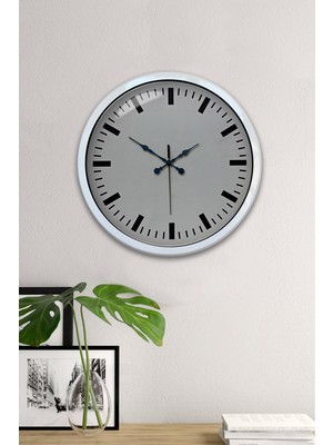 OtoTech 40 cm Metal  Beyaz Modern Duvar Saati