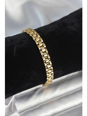OtoTech Mey Ithalat® 316L Çelik Gold Renk 7 mm Kalınlık Erkek Bileklik