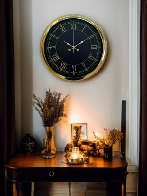 OtoTech Luxury Gold 40 cm Metal Duvar Saati