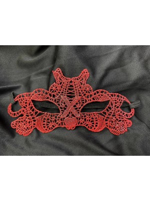 OtoTech Mey Ithalat® Kırmızı Dantel Masquerade Maskesi Çift Taraflı 10 No