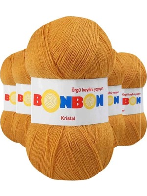 5 Adet Kristal El Örgü Lif Ipi Hardal 98415 - Bonbon Mudanis
