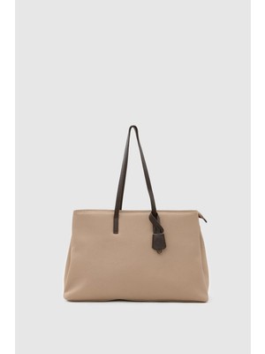 Shule Bags 15" Twill Dokulu Teknik Kumaş Laptop Çantası Sütlü Kahve