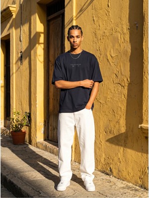 Narcos Yazı Detaylı Oversize Bisiklet Yaka T-Shirt