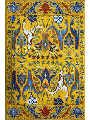 Kilim Home Modern Antik Desenli Hardal Detaylı Şark Köşesi Dekor Halı 2314