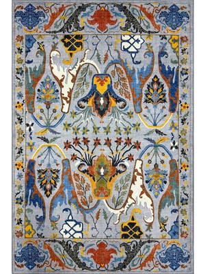 Kilim Home Modern Antik Desenli Hardal ve Indigo Detaylı Şark Köşesi Dekor Halı 2309