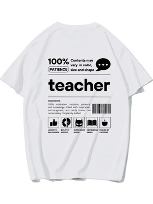 Brz Collection Unisex Oversize Teacher T-Shirt (Beyaz)
