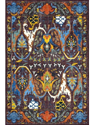 Kilim Home Modern Antik Desenli Kırmızı ve Turkuaz Detaylı Şark Köşesi Dekor Halı 2312