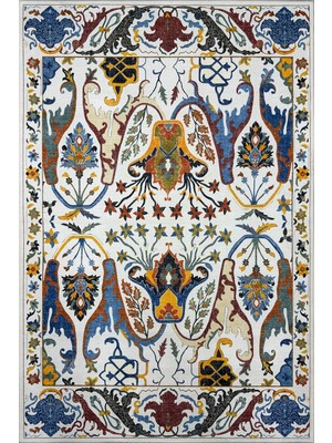 Kilim Home Modern Antik Desenli Krem ve Kahve Detaylı Şark Köşesi Dekor Halı 2311