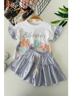 Miniğimin Cicileri Blossom Çiçek Baskılı Etekli Kız Çocuk Takım - Lila
