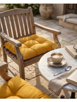 2’li Balkon, Bahçe, Salon, Mutfak Pofidik Sıvı Geçirmez Sandalye Minderi, Bağcıklı